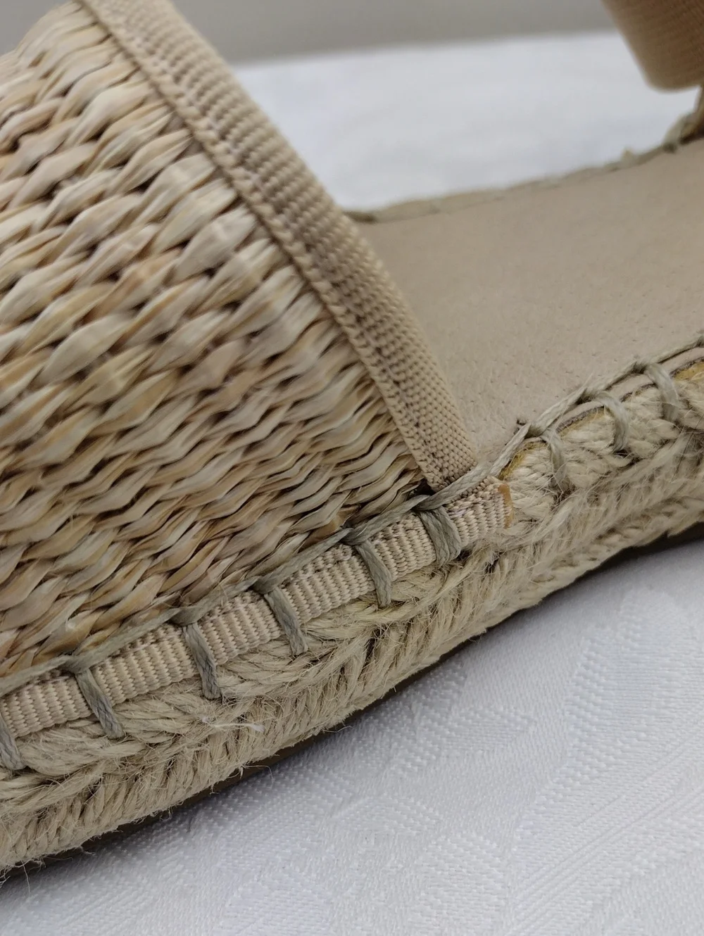 Steve Madden Marlene Wheat Woven Round Toe Elastic Ankle Strap Espadrille Sandal